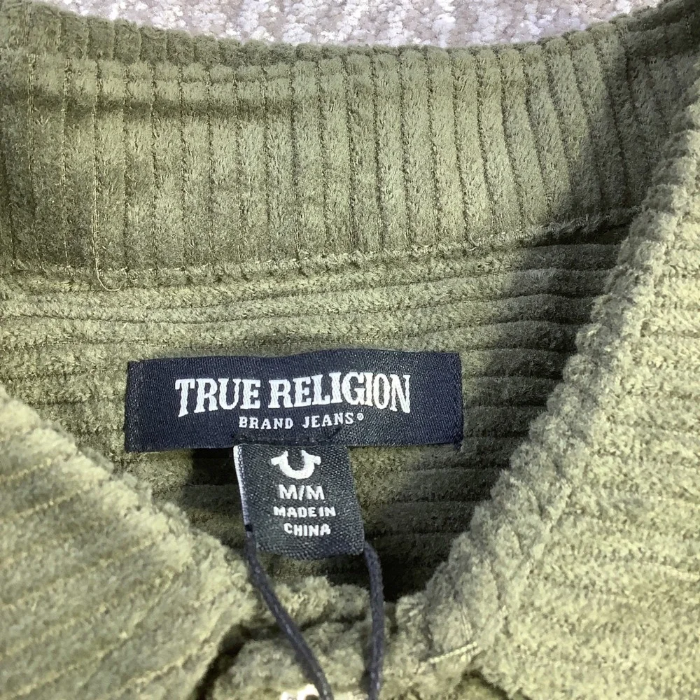 True Religion Mens LS Curve PKT TN Corduroy Workwear Shirt Kalamata Size M NWT